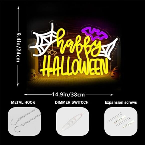 Halloween neon signs Spider Web Light Sign bat neon sign for bedroom decorations - Picture 2 of 6